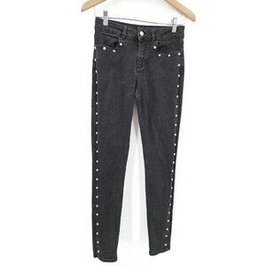 Claudie Pierlot Presley Skinny Mid Rise Jeans Women 36 Black Studded 26 in Waist